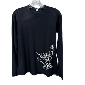 GrandEverest Black Long Sleeve Rash Guard Floral Print Women's XL Swim Wear